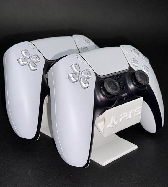 Üç Kardeş Boyut PS5 DualSense Kontrol Kolu için İkili Stand, Beyaz Sert Plastik Şarj İstasyonu ve Tutucu, PlayStation 5 Joystick Standı