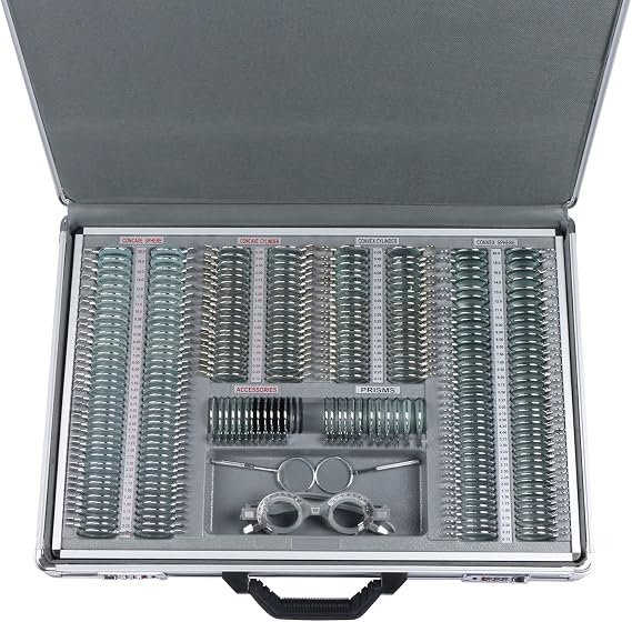 266 pcs Optical Trial Lens Set Kit Metal Rim Aluminum Case