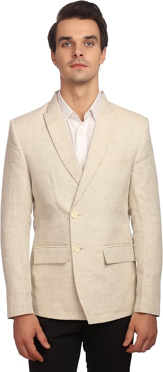 WINTAGE Men's Double-Breasted Linen Sky Blue Blazer