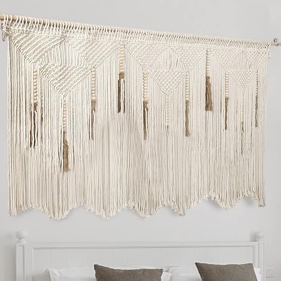 ANPHSIN Extra Large Macrame Wall Hanging, 70.8x39in, Includes Rod
