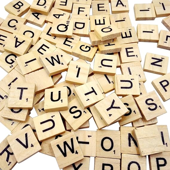 Sunnyglade 200PCS Wood Letter Tiles Wooden Scrabble Tiles for Crafts A-Z