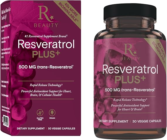 Reserveage Beauty Resveratrol Plus+ 500 mg, 30 Veggie Capsules