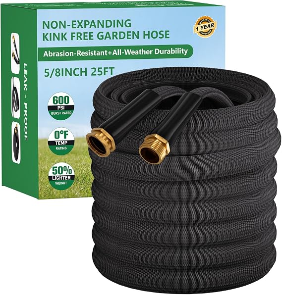 Garden Hose 25FT, Non-Expanding Water Hose Ultra Lightweight
