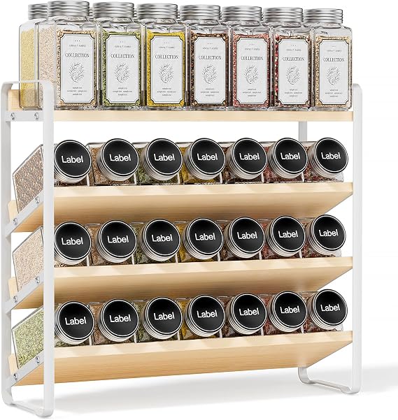 MUDEELA 4 Tier Spice Rack Organizer for Cabinet, (No Jars Included), White