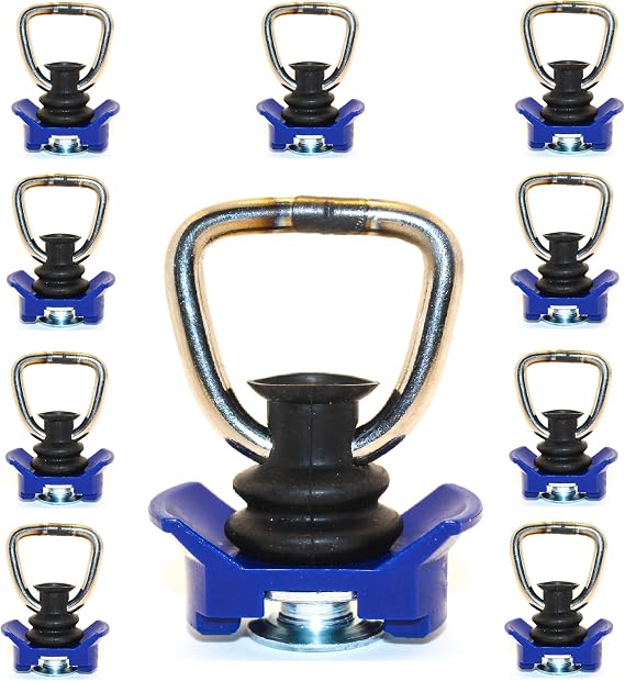 Heavy Duty 10 x Single Fitting -1340 daN/kg End Fitting for Airline Line and Lashing Rails for Car Motorcycle Trailer or Motorhome or Sports Area (Blue)