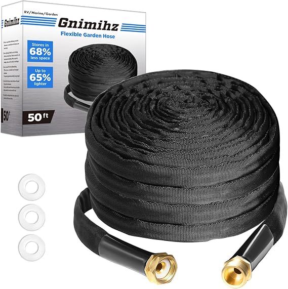 Garden Hose 50 ft, Made of TPE (BetterThan PVC/Hybrid Polymer), Lightweight yet Durable Water Hose with Ergonomic Grip, Drinking Water Safe Material, All-Weather, 3/4" GHT Fittings