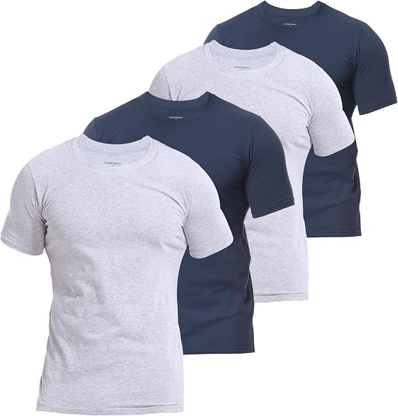 Comfneat Men's 4-Pack Basic Tee Crew Neck Cotton T-Shirts Light Undershirts