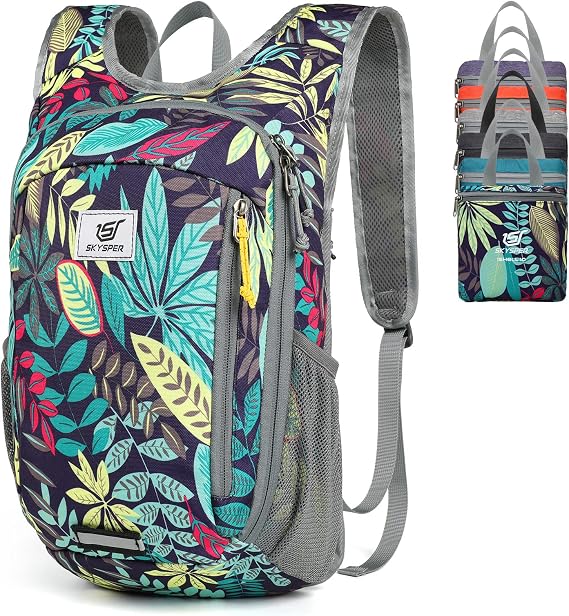 SKYSPER Small Daypack 10L Hiking Backpack Packable Lightweight Travel Compact Foldable Rucksack for Women Men(Leaf)