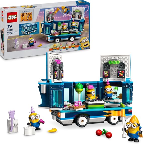 LEGO 75581 Despicable Me 4: Minions and the Party Bus Gift Idea for Minions Fans Children’s Toy with 4 Mini Figures for Boys and Girls from 7 Years