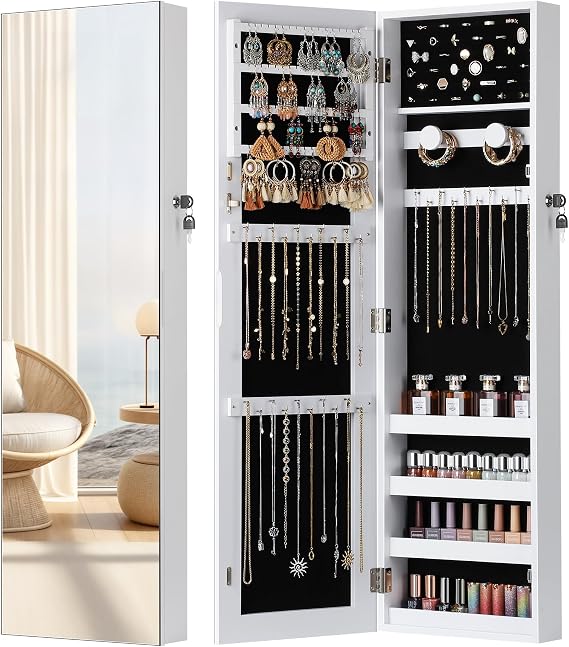 Nicetree Hanging Jewelry Cabinet, Jewelry Organizers and Storage, White