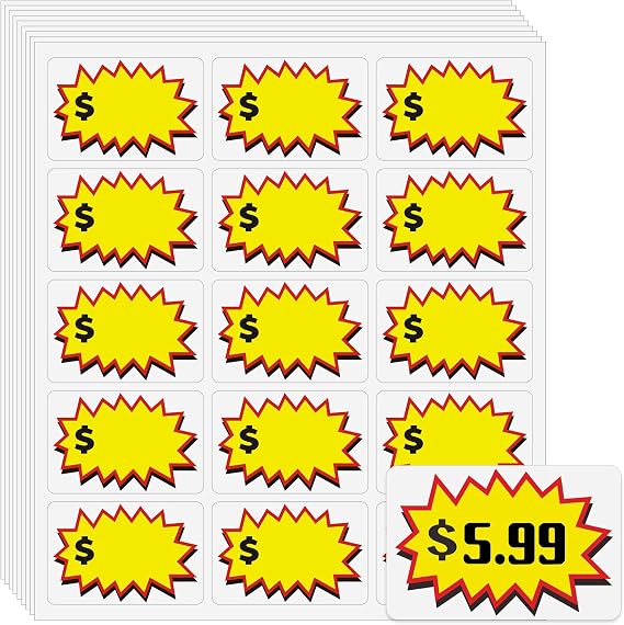 150 PCS Garage Sale Stickers, 2 x 3 Inch Removable Yard Sale Price Tags