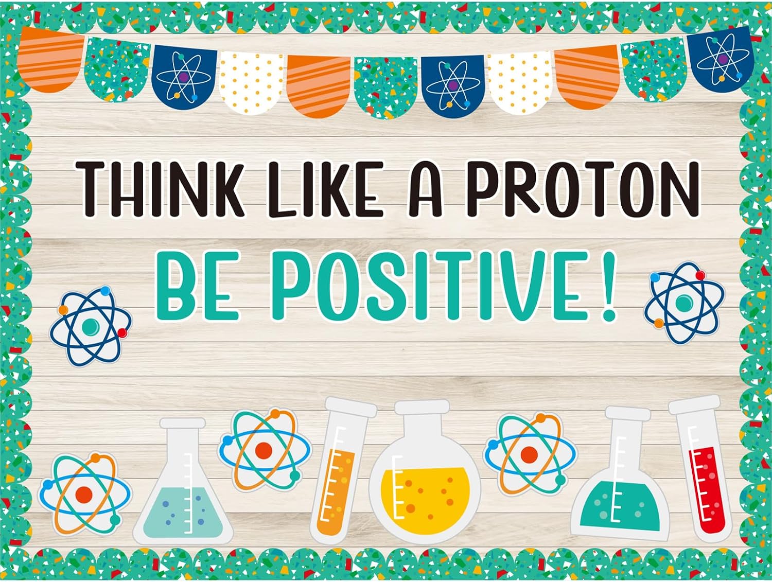 Janlaugh 51 Pcs Science Bulletin Board Decorations Set Think Like a Proton Classroom Decor Chemistry Lab Apparatus Paper Cutouts for Back to School Classroom Chalkboard Home Office Wall Decoration
