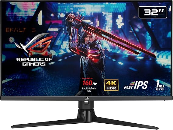 ASUS ROG Strix XG32UQ Gaming Monitor 32", 4K UHD (3840 x 2160), Fast IPS, 160 Hz (OC), 1 ms GTG, NVIDIA G-SYNC Compatible, FreeSync Premium Pro, Variable Overdrive, DisplayHDR 600, DCI-P3, Black