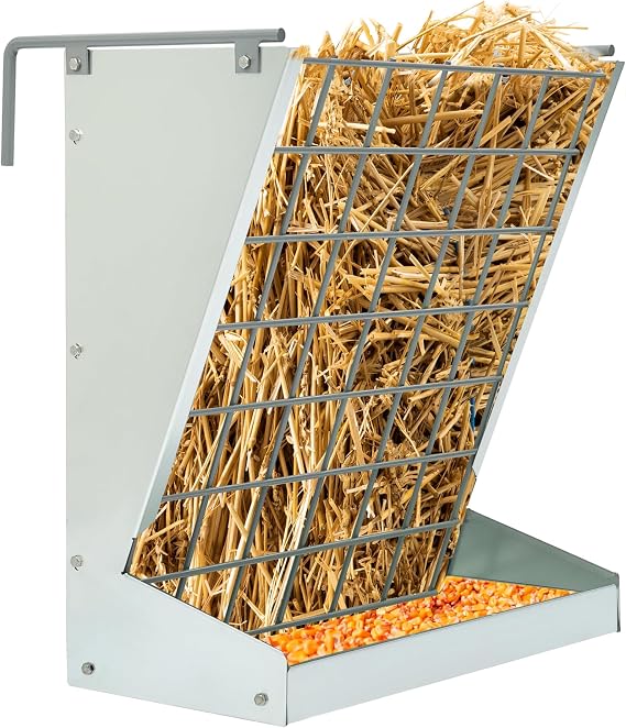 KUAFU Hay Feeder 2 in 1 Hay Rack Wall Mount Goat Feeders,Heavy Duty