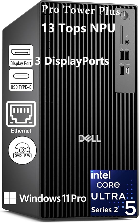 Dell Pro Tower Plus QBT1250 Desktop, Intel Ultra 5 235, 16GB DDR5 512GB SSD