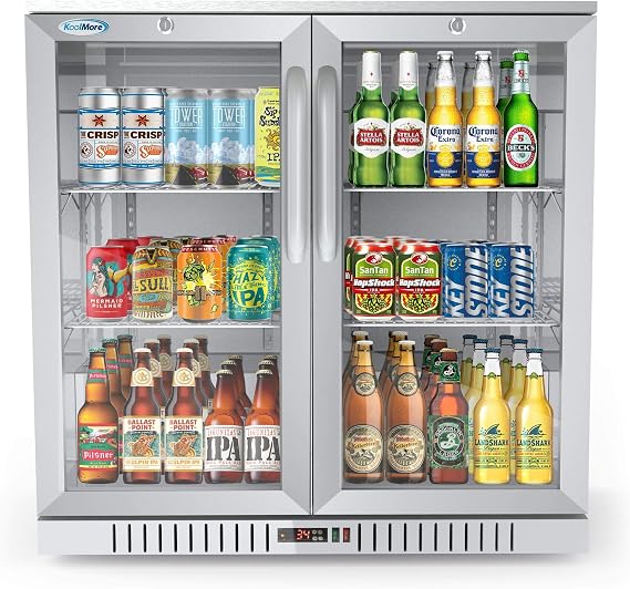 KoolMore BC-2DSW-SS Refrigerator, Double Door, Stainless Steel, 7.4cubic_feet