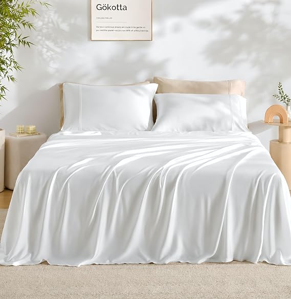GOKOTTA Twin Bamboo Rayon Sheets Set, Soft Cooling Breathable & No Slip