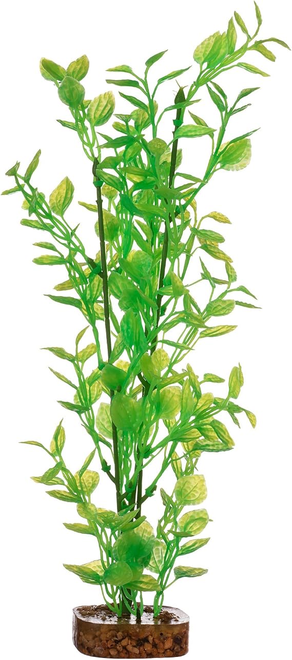 GloFish Plant Aquarium Decor, Green and Yellow Large, Fluorescent Under Blue LED Light