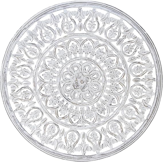 Deco 79 Wood Floral Handmade Intricately Carved Round Mandala Wall Decor, 36" x 1" x 36", White