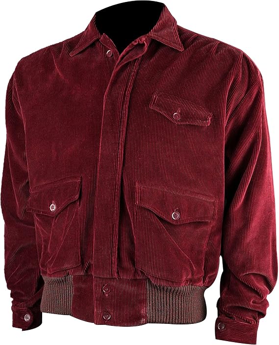 Mens Jack Nicholson Shining Bomber Red Jacket - Halloween Costume Jack Torrance Corduroy Jacket