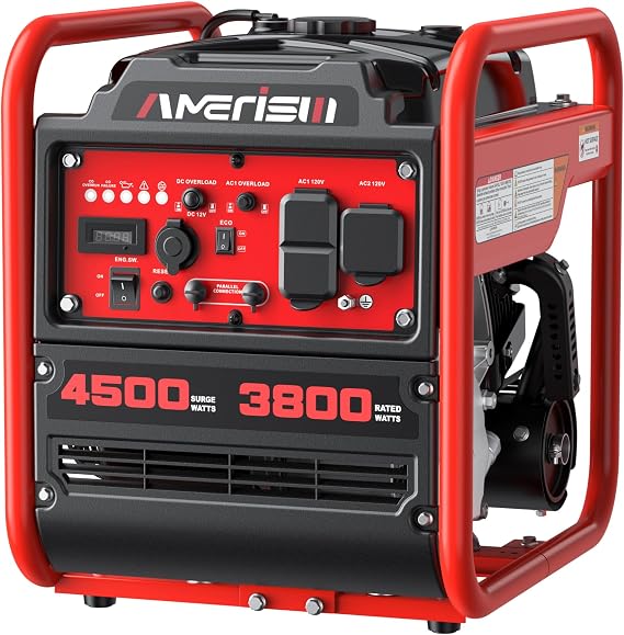 AMERISUN 4500W Open Frame Inverter Generator,Gas Powered With CO Sensor