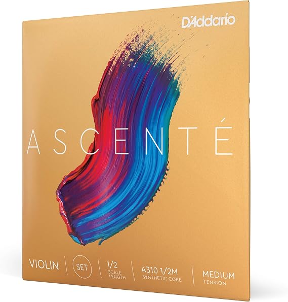 D'Addario Ascente Violin Strings - Violin Strings with Ball Ends, Synthetic Core - A310 1/2M - Full Set - 1/2 Scale - Medium Tension