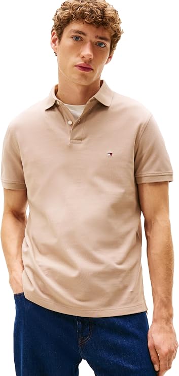 Tommy Hilfiger Men's Short Sleeve Polo Shirts in Regular Fit With Stretch and Organic Pique Cotton