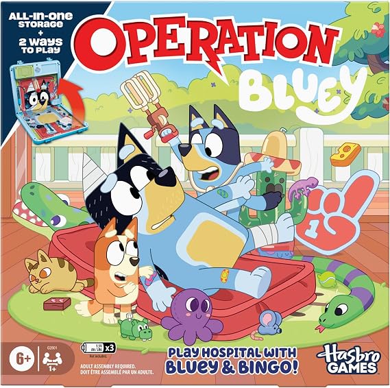 Operation Bluey Edition Board Game for Kids Electronic Talking Game with All-in-1 Carrying Case 2 Ways to Play 1+ Players 10 Mins. Ages 6+