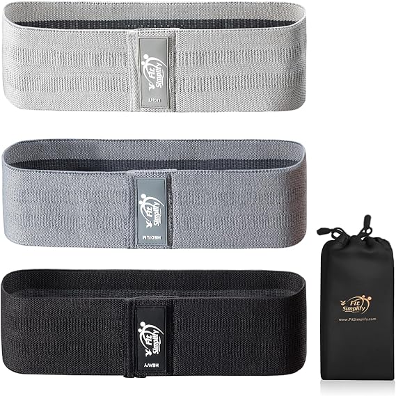 Fit Simplify Non Slip Fabric Resistance Hip Cloth Bands, Set of 3