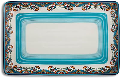Euro Ceramica Zanzibar Collection Large Serving Platter, Spanish Floral Design
