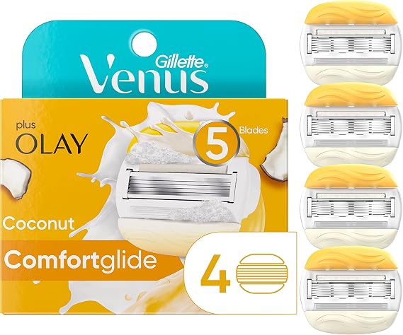 Gillette Venus ComfortGlide Womens Razor Blade Refills, 4 Count, Infused with Olay Coconut Scent