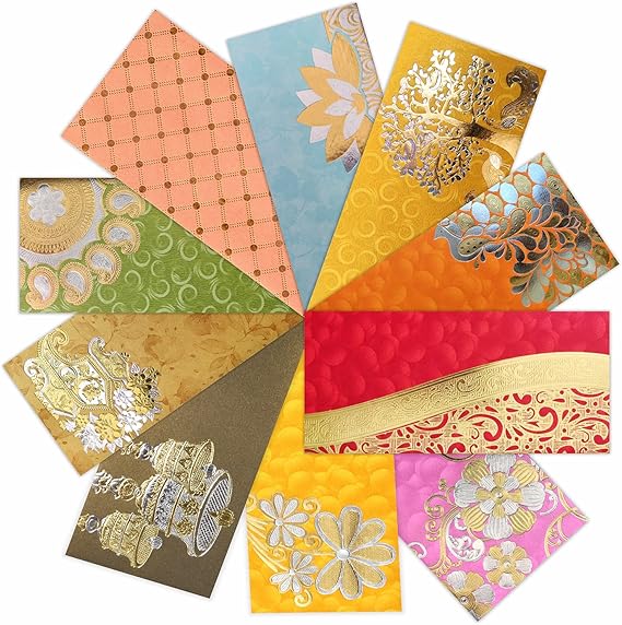 PARTH IMPEX Shagun Gift Envelope (Pack of 10) Assorted Color Designs