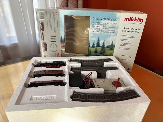 MARKLIN HO Digital DB Cargo Starter Train Set 29106 with STEAM Tank 0-6-0 Locomotive+2 FREIGHTS Cars+Oval C Tracks+Elect.Transformer 110V.-18V.A.+Digital Controller+PAPERWORKS