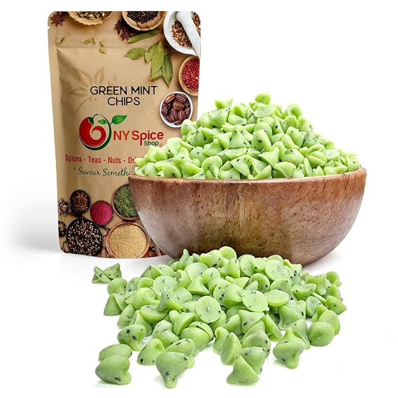 NY Spice Shop Mint Baking Chips - 1 Pound Delicious Mini Chocolate Chips - Fresh Green Mint Chips - Green Chocolate Chips