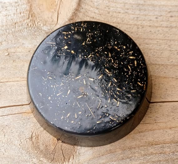 Small Disc Orgone Generator, Orgonite Energy Accumulator Tower Buster, EMF Protection (Black)