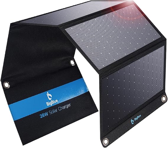 BigBlue 28W High-Efficiency Solar Panel Charger with Dual USB-C and USB-A