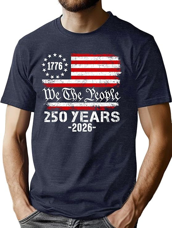 250th Anniversary USA Shirts for Men American Flag T-Shirt 4th of July Shirt 250 Years Birthday Patriotic Tops