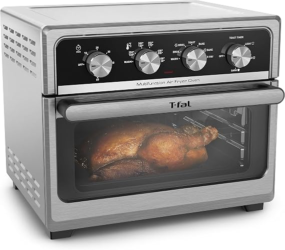 T-fal Toaster Oven Air Fryer Combo Stainless Steel 9 in 1 Convection Countertop Oven No Preheat, Fast Heatup, 7 Pound Chicken Capacity, Extra Crispy Results, Toast, Bake, Air Fry, Reheat, Broil