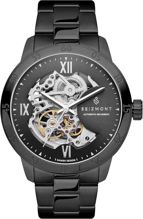 Dante II Skelettuhr, Silber, Edelstahl, Wasserdichtigkeit bis 30 m, mechanisches Uhrwerk, Herrenuhr, klassischer Zeitmesser, Geschenk für ihn