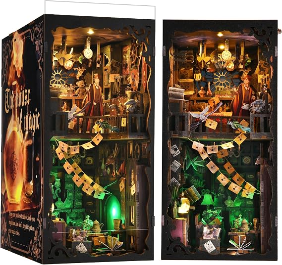TOYQI Book Nook Kit, DIY Miniature Dollhouse Kit for Adults and Teens