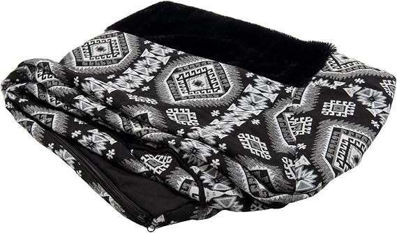 Furhaven Replacement Dog Bed Cover Plush & Southwest Kilim Decor Sofa-Style, Machine Washable - Black Medallion, Medium