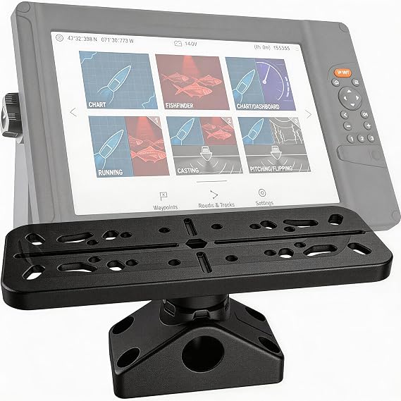 Fish Finder Mount Base, 360 Rotating Universal Boat Electronics Holder, Marine-Grade Composite Removable Mount for Fishfinder, Compatible with Garmin, Lowrance,Humminbird,Raymarine