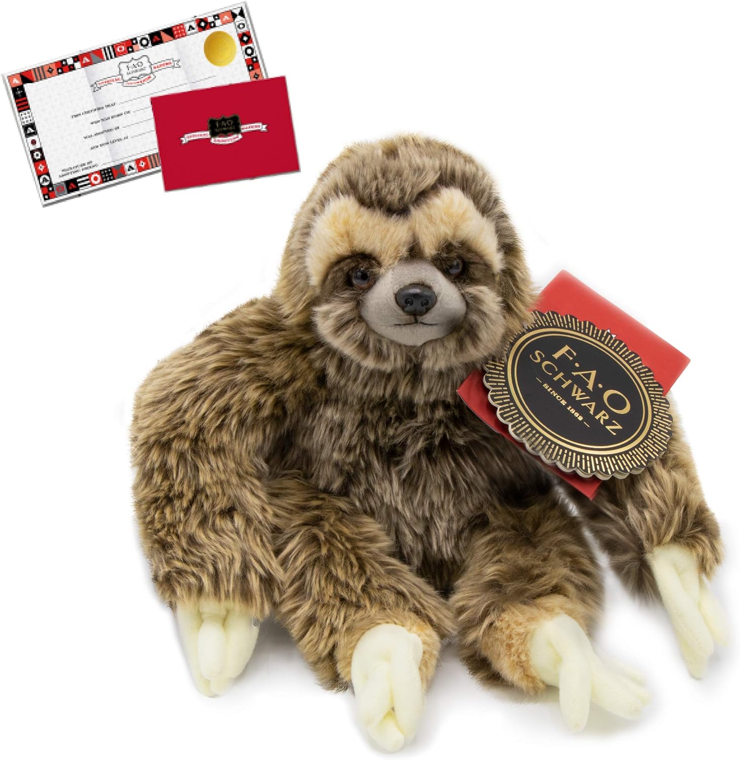 FAO Schwarz 10” Sloth Plush Stuffed Animal Toy, Ultra Soft and Snuggly Doll for Creative and Imagination Play, for Boys, Girls, Children Ages 3 and Up, Playroom & Nursery Pretend Zoo Pet
