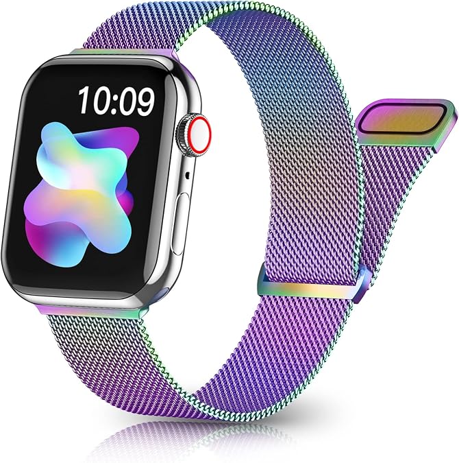 Magnetic Band Compatible for Apple Watch Bands Women Men 40mm 38mm 41mm 42mm 46mm 44mm 45mm 49mm, Stainless Steel Mesh Metal Sport Strap Wristband iWatch Series 11 10 9 8 7 6 5 4 3 2 1 SE Ultra