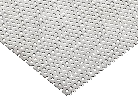 304 Stainless Steel Perforated Sheet, Unpolished (Mill) Finish, Annealed, Staggered 0.0625" Holes, 0.036" Thickness, 20 Gauge, 12" Width, 12" Length, 0.125" Center to Center, OnlineMetals
