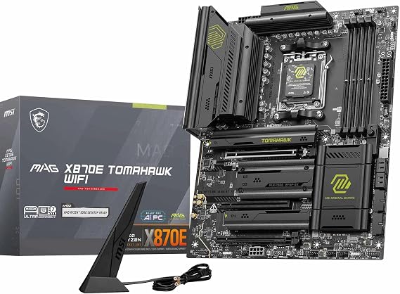 MSI MAG X870E Tomahawk WiFi Motherboard, ATX - Supports AMD Ryzen 9000/8000 / 7000 Processors, AM5-80A SPS VRM, DDR5 Memory Boost 8400+ MT/s (OC), PCIe 5.0 x16, M.2 Gen5, Wi-Fi 7, 5G LAN