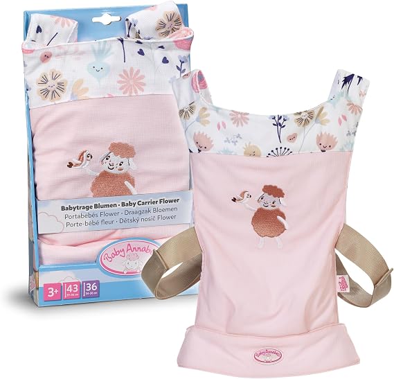 Baby Annabell Baby Doll Carrier - Doll accessory with adorable design & floral details - Adjustable cushioned straps - Wearable on the front & back - Suitable for children aged 3+