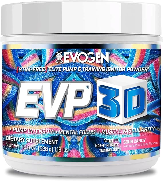 Evogen EVP 3D Stim Free Pre-Workout | Sour Candy | 40 Servings