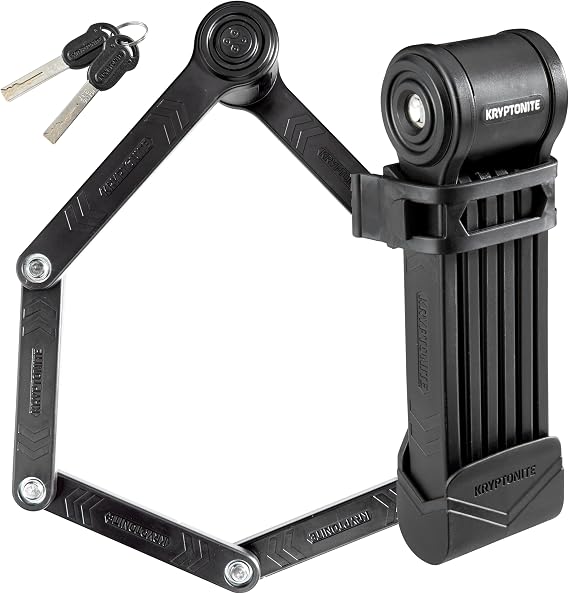 Kryptonite Keeper Folding Bike Lock, 2.75FT/3.25 FT Long Compact Lightweight High Security Anti-Theft Foldable Bicycle Lock with 2 Keys and Mount for E-Bikes Scooter Road Mountain Bike