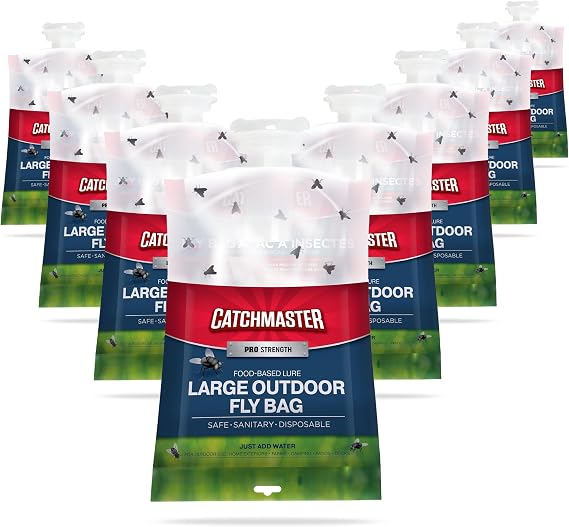 Catchmaster Disposable Outdoor Fly Trap, 4 Hanging Bags with Bait